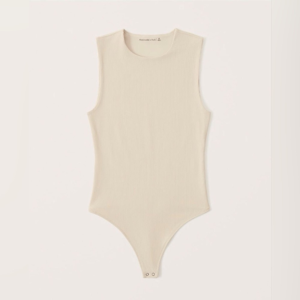 Refined Seamless Rib Fabric Crew Tank Bodysuit Light Brown XL